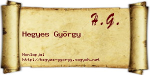 Hegyes György névjegykártya