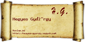 Hegyes György névjegykártya